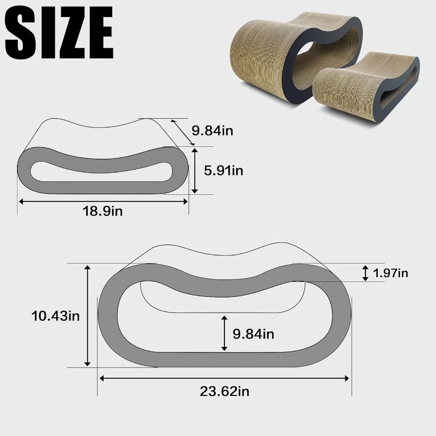 2 in 1 Corrugated Cardboard Cat Scratcher Lounge for Indoor Cats Durable Reversible Scratching Board in Brown for Furniture Pro