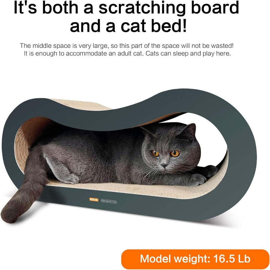 2 in 1 Corrugated Cardboard Cat Scratcher Lounge for Indoor Cats Durable Reversible Scratching Board in Brown for Furniture Pro